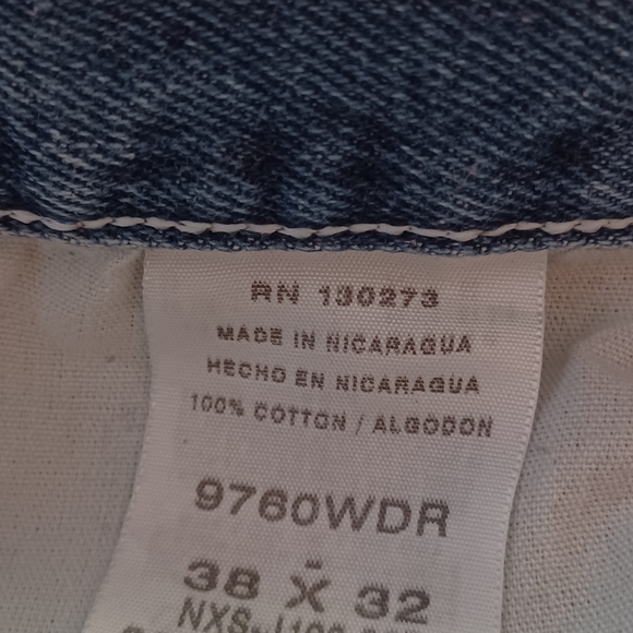 WRANGLER AUTHENTIC Blue Jeans Size 38X32 (actual 36x30) dark - Picture 3 of 7